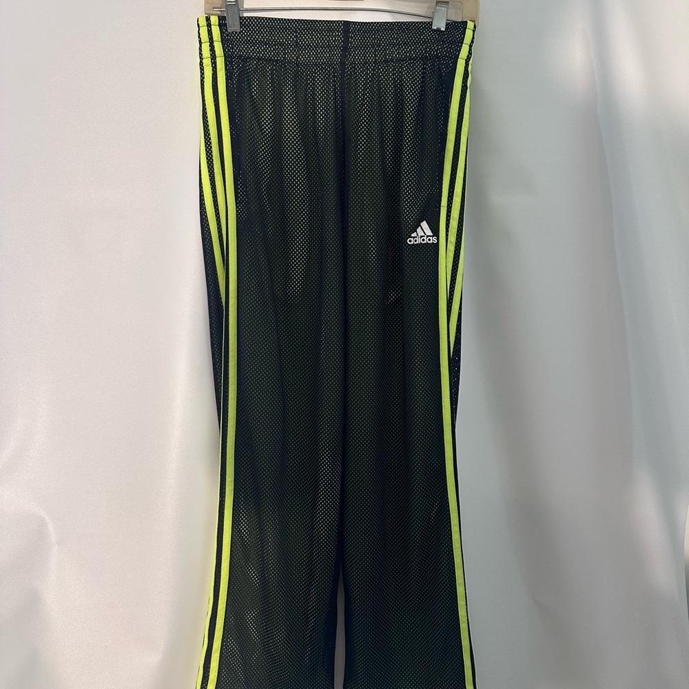 Adidas Black and Yellow Sweatpants with Bold Stripes